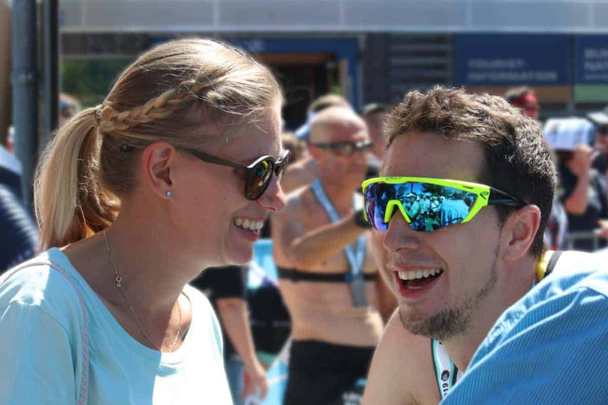 Anna and Clément after a triathlon race