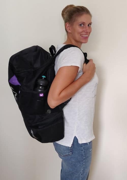 Anna carrying her transition bag