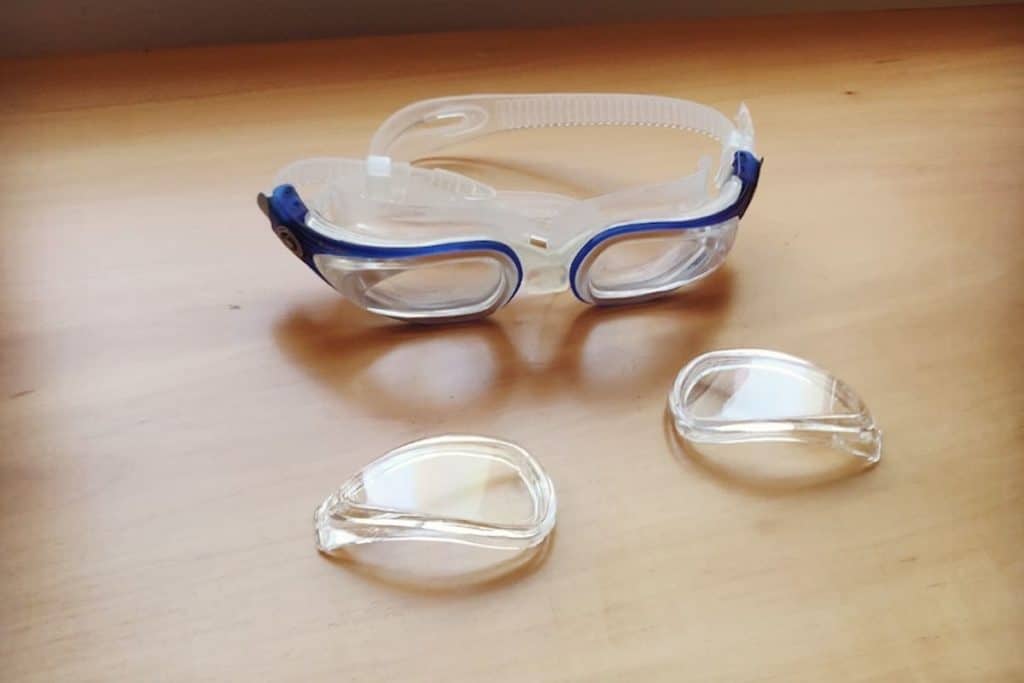 Clément's prescription goggles and two lenses