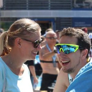 Picture of Anna and Clément after a triathlon race