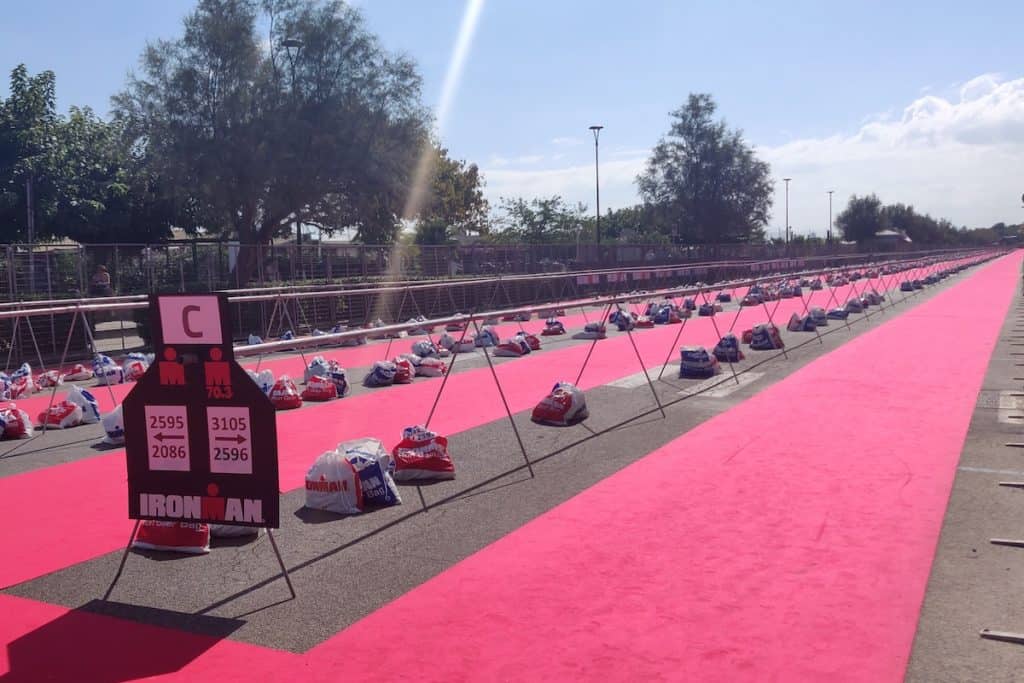 Transition area of Ironman Italy